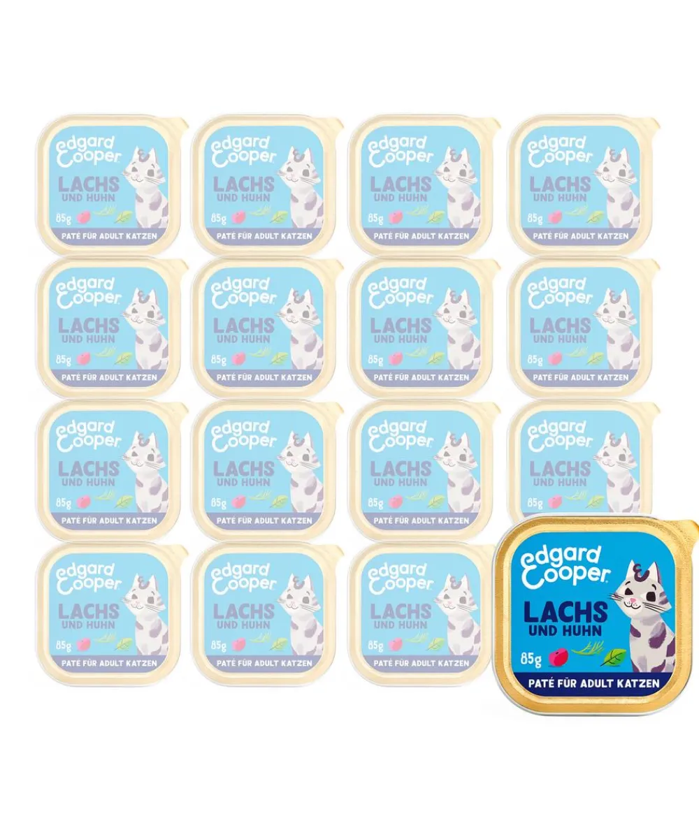 Edgard & Cooper® Nassfutter Katze > Edgard & Cooper Nassfutter für Katzen MSC-Lachs & Freilaufhuhn Paté Adult, 16 x 85 g