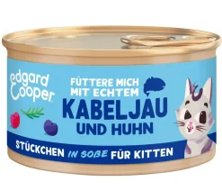 Edgard & Cooper® Nassfutter Katze > Edgard & Cooper Nassfutter für Katzen Kabeljau & Freilaufhuhn Stückchen in Soße, Kitten, 18 x 85 g