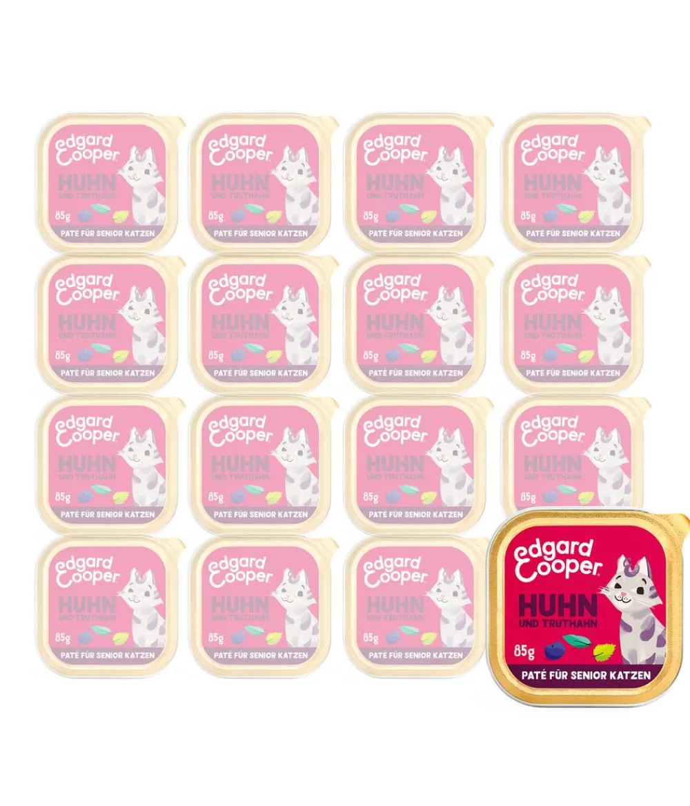 Edgard & Cooper® Edgard & Cooper Nassfutter für Katzen Freilaufhuhn & Freilauftruthahn Paté, Senior, 16 x 85 g Hot
