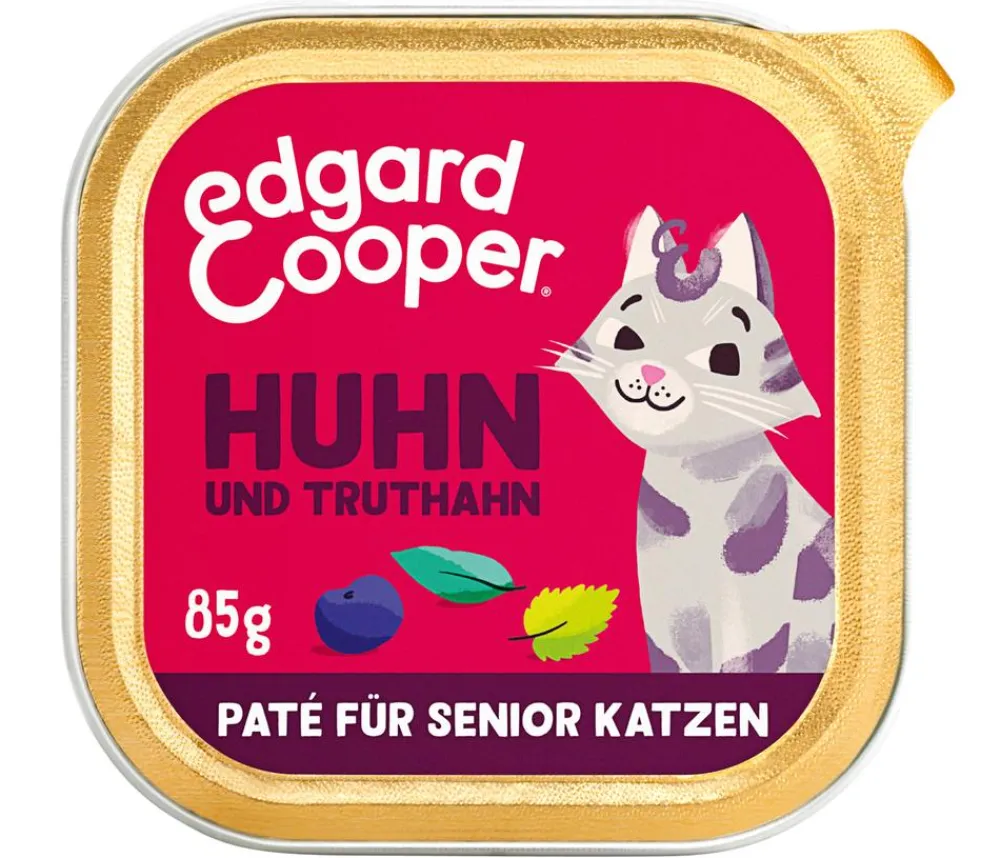 Edgard & Cooper® Edgard & Cooper Nassfutter für Katzen Freilaufhuhn & Freilauftruthahn Paté, Senior, 16 x 85 g Hot