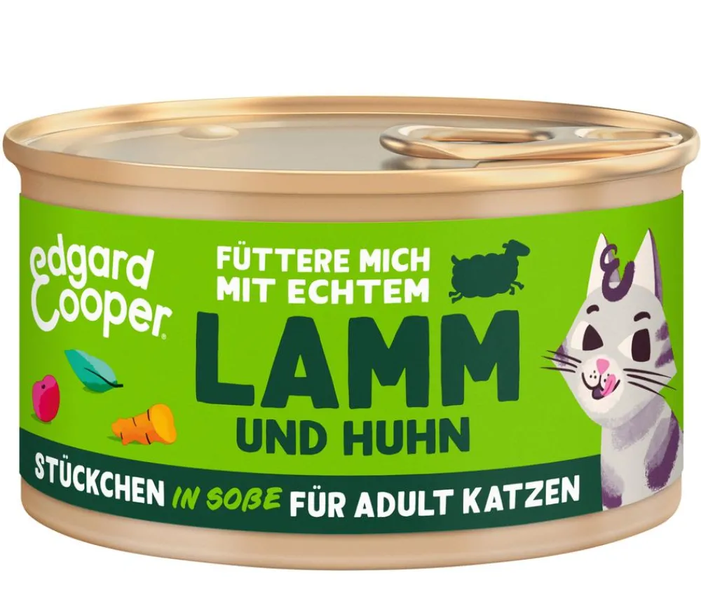 Edgard & Cooper® Nassfutter Katze > Edgard & Cooper Nassfutter für Katzen Lamm & Freilandhuhn Stückchen in Soße Adult, 18 x 85 g