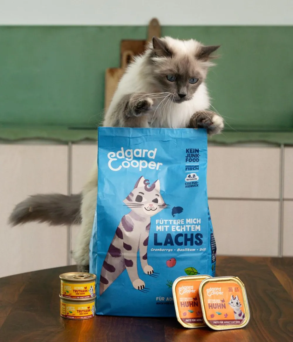 Edgard & Cooper® Nassfutter Katze - Edgard & Cooper Nassfutter für Katzen Freilauftruthahn & Freilaufhuhn Stückchen in Soße Adult, 18 x 85 g