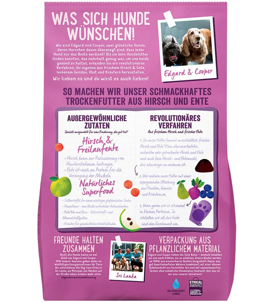 Edgard & Cooper® Edgard & Cooper Trockenfutter für Hunde, Schmackhafter Hirsch & Freilaufente Adult New