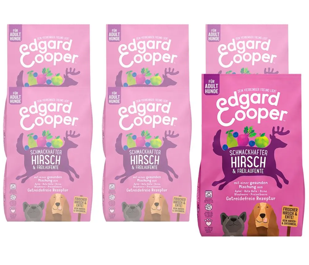 Edgard & Cooper® Trockenfutter Hund - Edgard & Cooper Trockenfutter für Hunde, Schmackhafter Hirsch & Freilaufente Adult