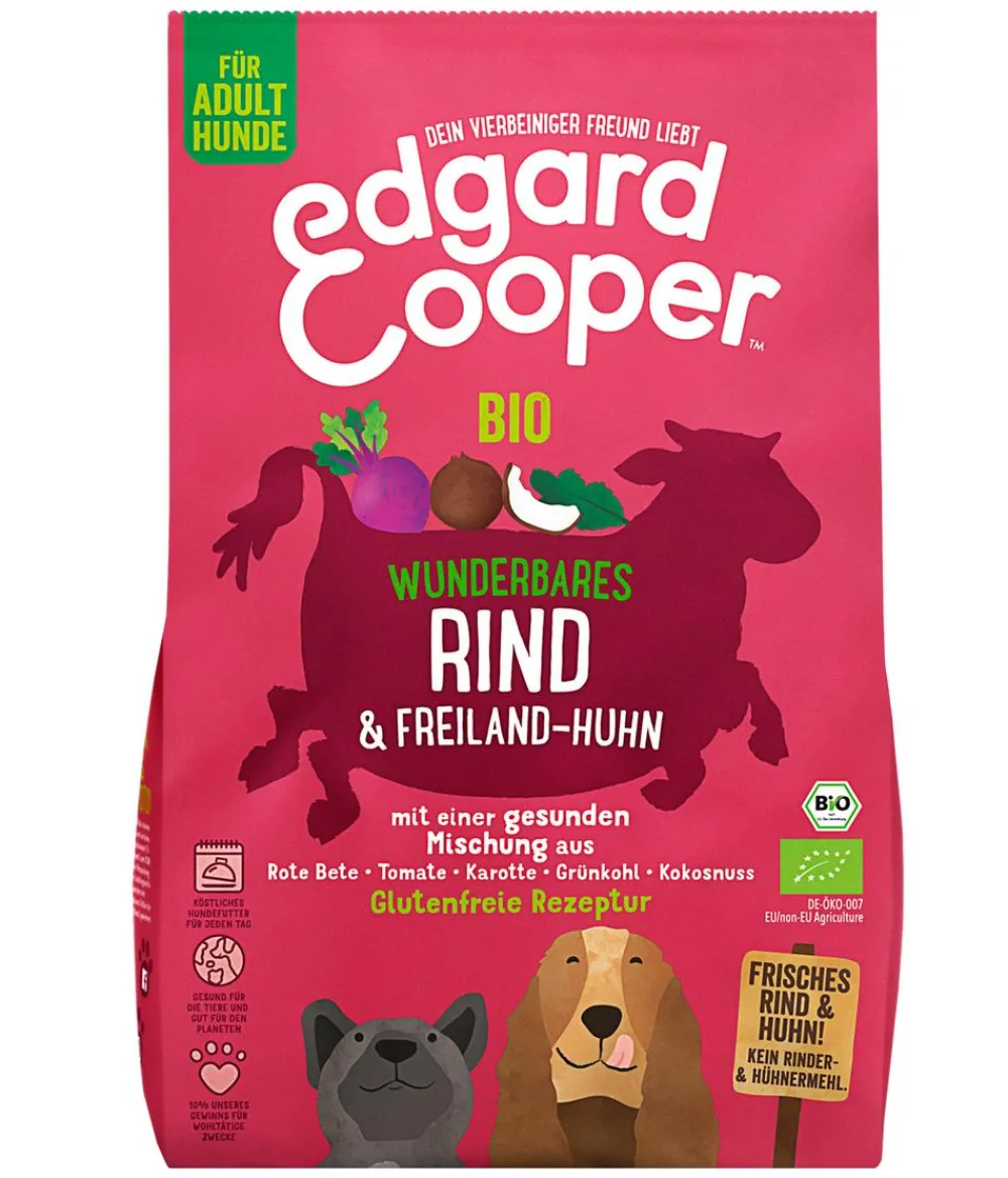 Edgard & Cooper® Trockenfutter Hund - Edgard & Cooper Trockenfutter für Hunde, Bio, Wunderbares Rind & Freiland-Huhn Adult