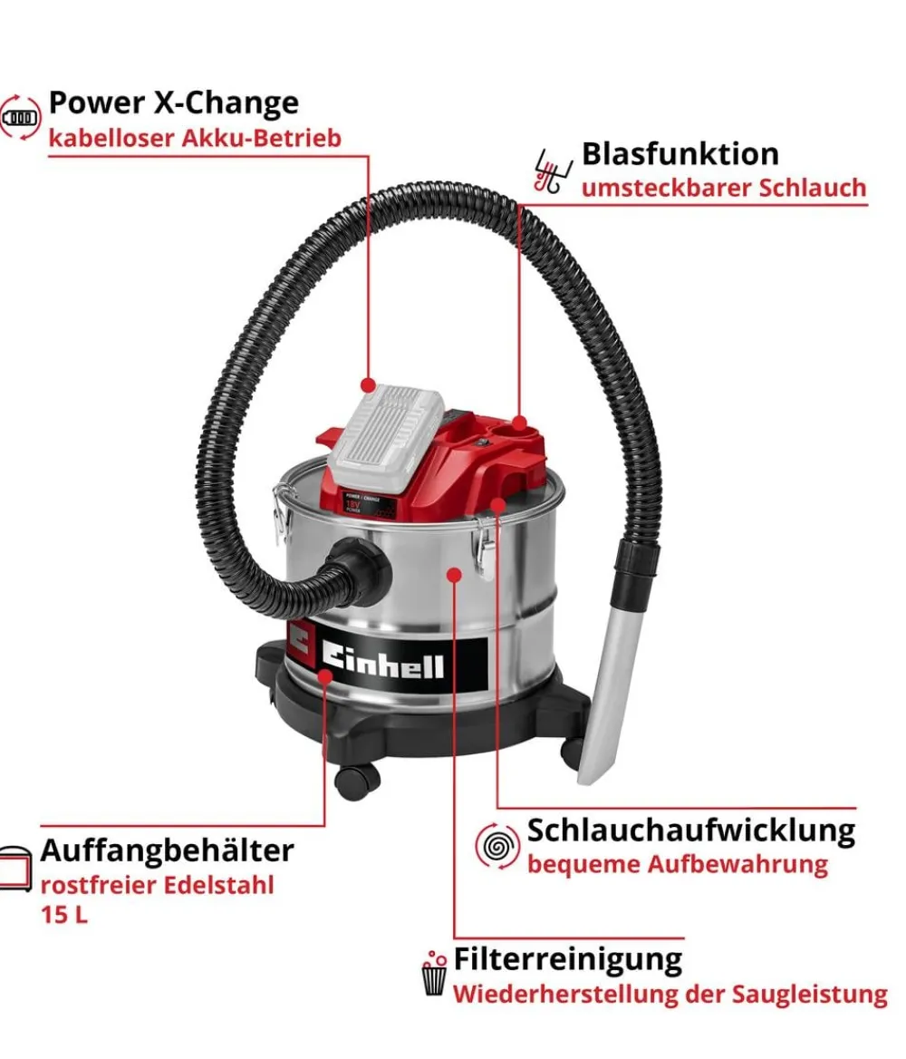 Einhell Akku-Aschesauger TE-AV 18/15 Li C-Solo Sale
