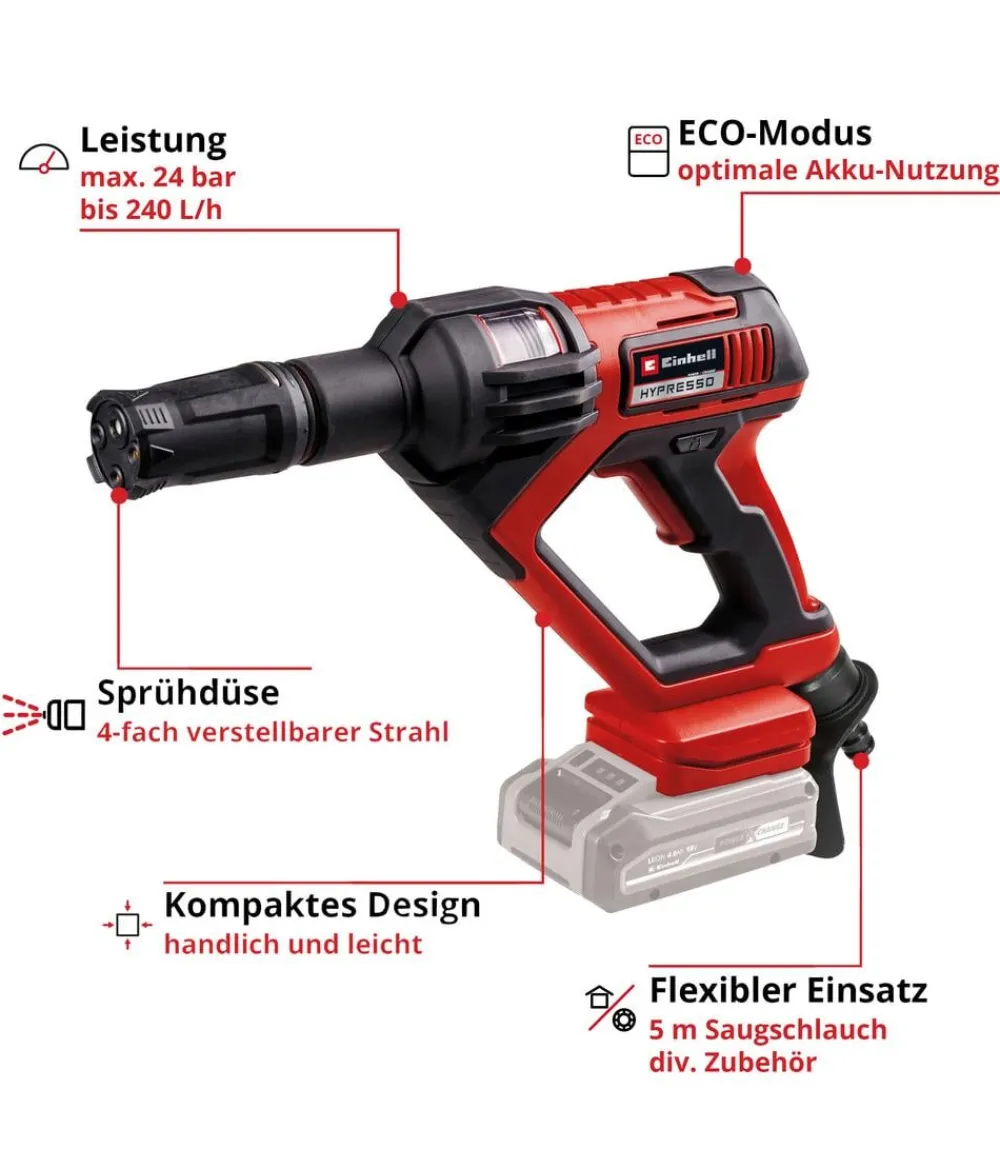 Einhell Gartengeräte - Akku-Druckreinigerpistole HYPRESSO 18/24