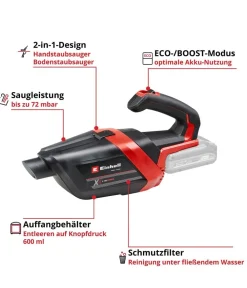 Einhell Mehr Haushaltshelfer > Akku-Handstaubsauger TE-HV 18/06 Li - Solo
