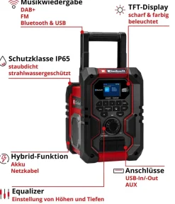Einhell Mehr Haushaltshelfer - Akku-Radio TE-CR 18 Li DAB+/FM/BT - Solo