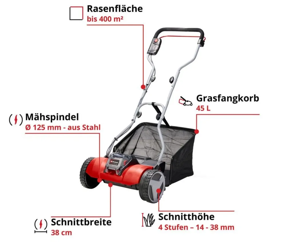 Einhell Akku-Spindelmäher GE-HM 18/38 Li-Solo Hot
