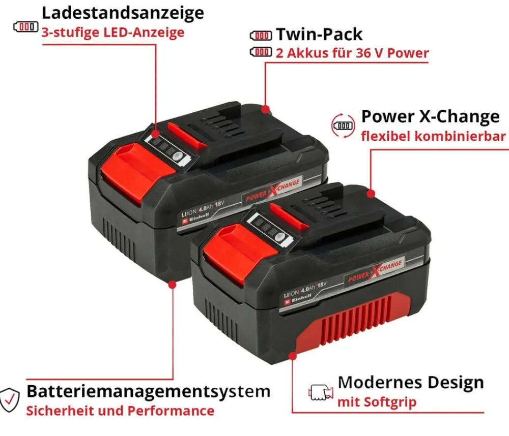 Einhell Gartengeräte - PXC-Twinpack, 2x 18V 4,0 Ah Akku