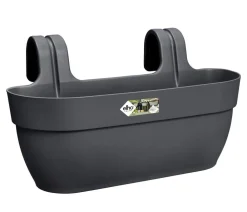 Elho Pflanzkübel & Blumenkästen|Blumenampeln & -Schalen - Kunststoff-Balkonhängetopf Vibia Campana Easy, länglich Anthrazit