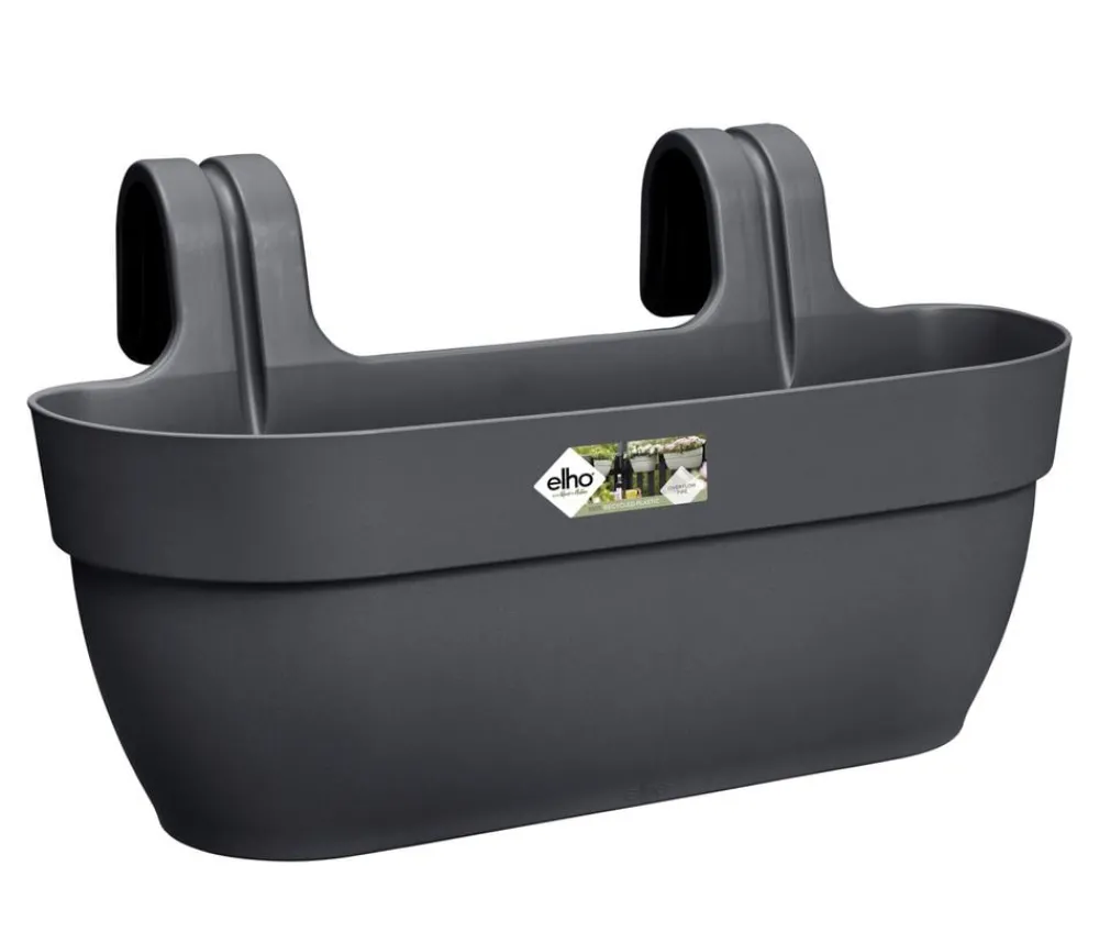 Elho Pflanzkübel & Blumenkästen|Blumenampeln & -Schalen - Kunststoff-Balkonhängetopf Vibia Campana Easy, länglich Anthrazit