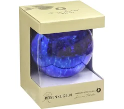 ELIAS Glashütte Gartenkugeln & Glas Deko - Rosenkugel Venezia, verspiegelt, ca. Ø15 cm Blau
