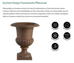 Esschert Design Französische Pflanzvase aus Gusseisen, Dunkelbraun Discount