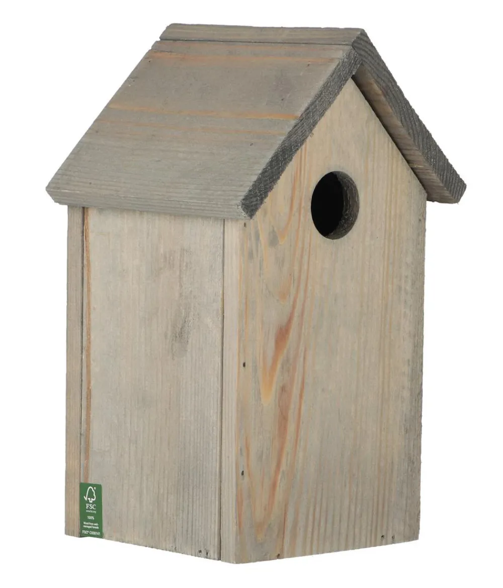 Esschert Design Nistkästen - Nistkasten Kohlmeise Pinie, ca. B15/H25/T13,7 cm Grau