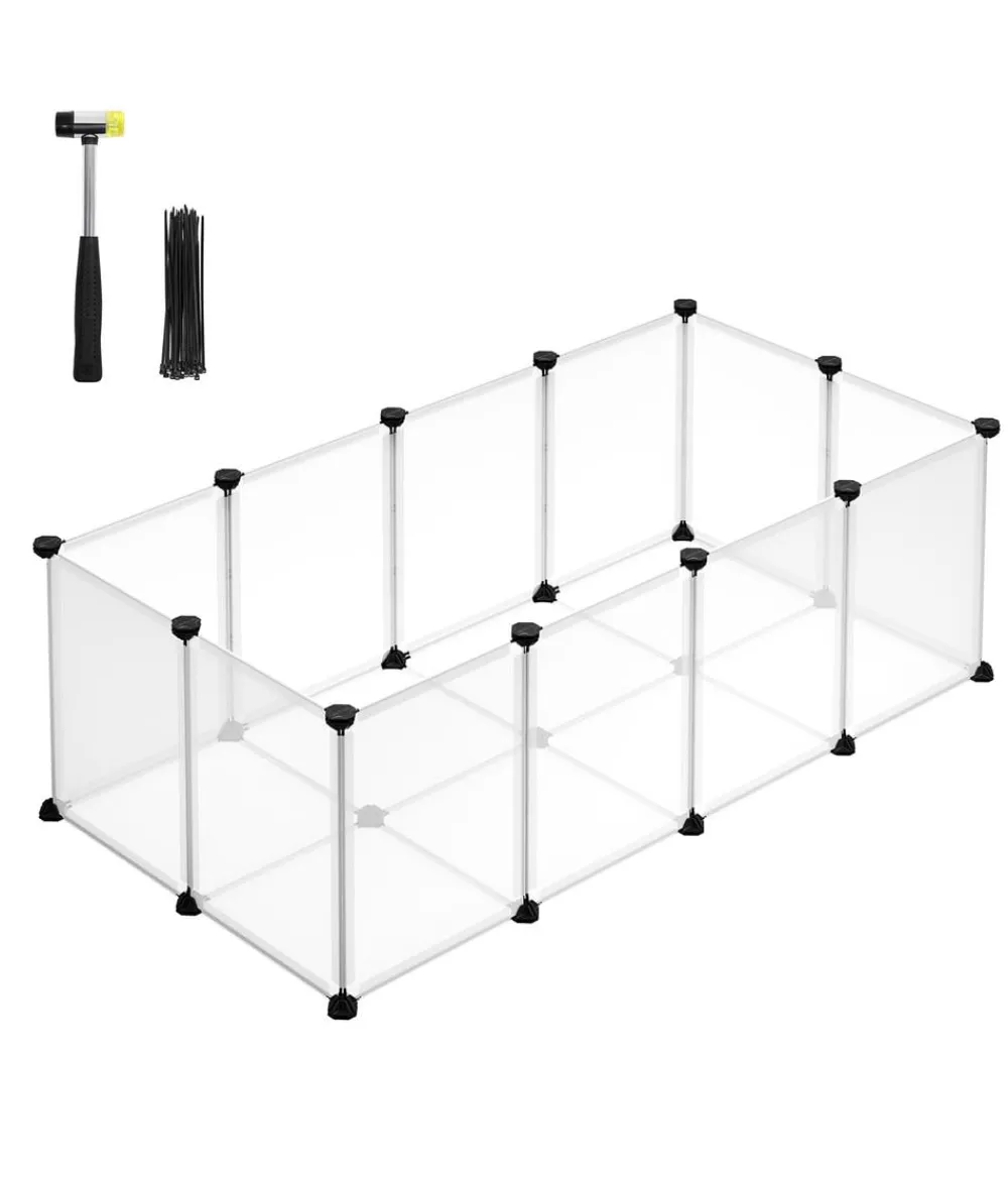 Feandrea Freilaufgehege - Freigehege mit Bodenplatten, Kuststoff, ca. B125/H42/T63 cm Transparent