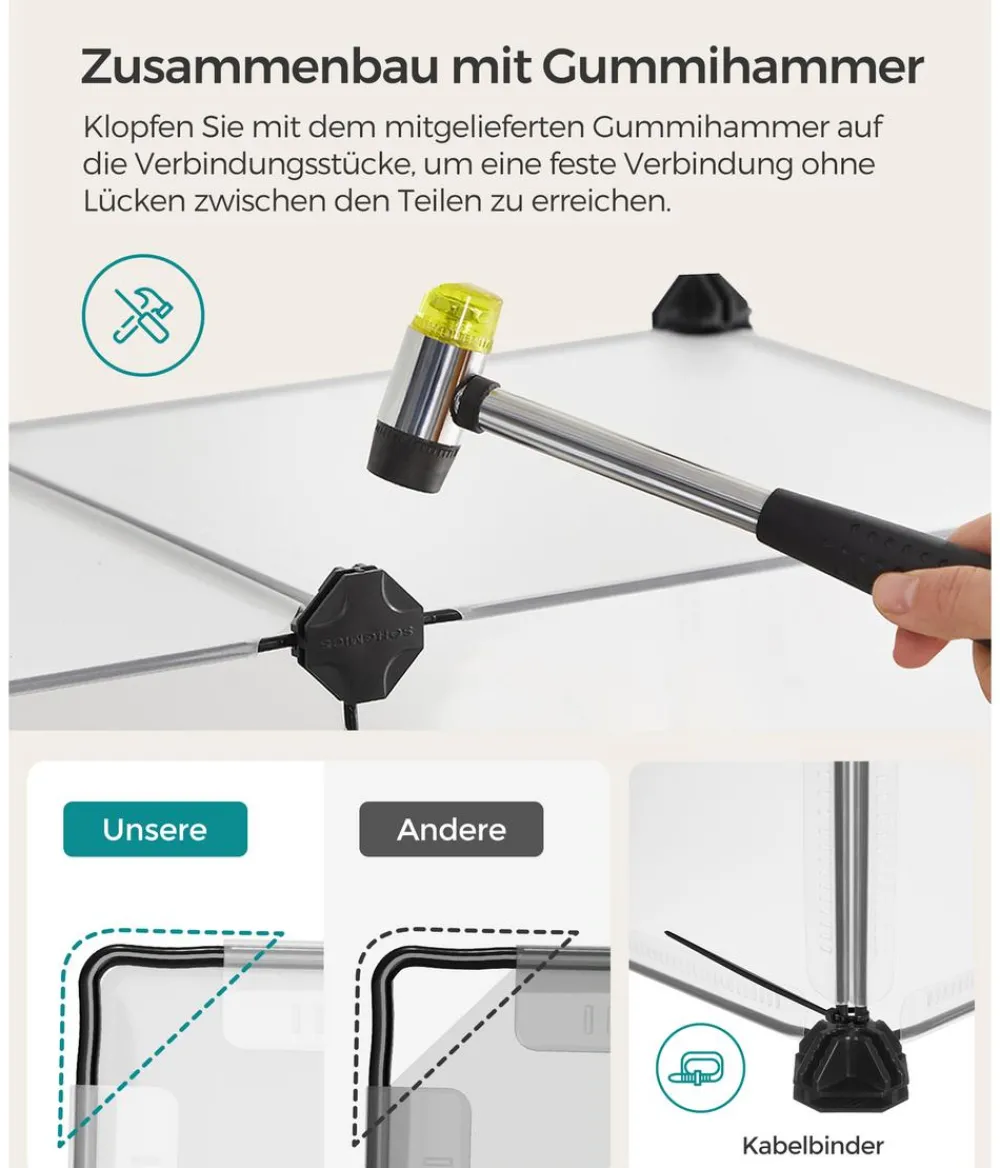 Feandrea Freilaufgehege - Freigehege mit Bodenplatten, Kuststoff, ca. B125/H42/T63 cm Transparent