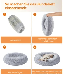 Feandrea Hundebett, rund, grau, ca. Ø80/H20 cm Hellgrau Sale
