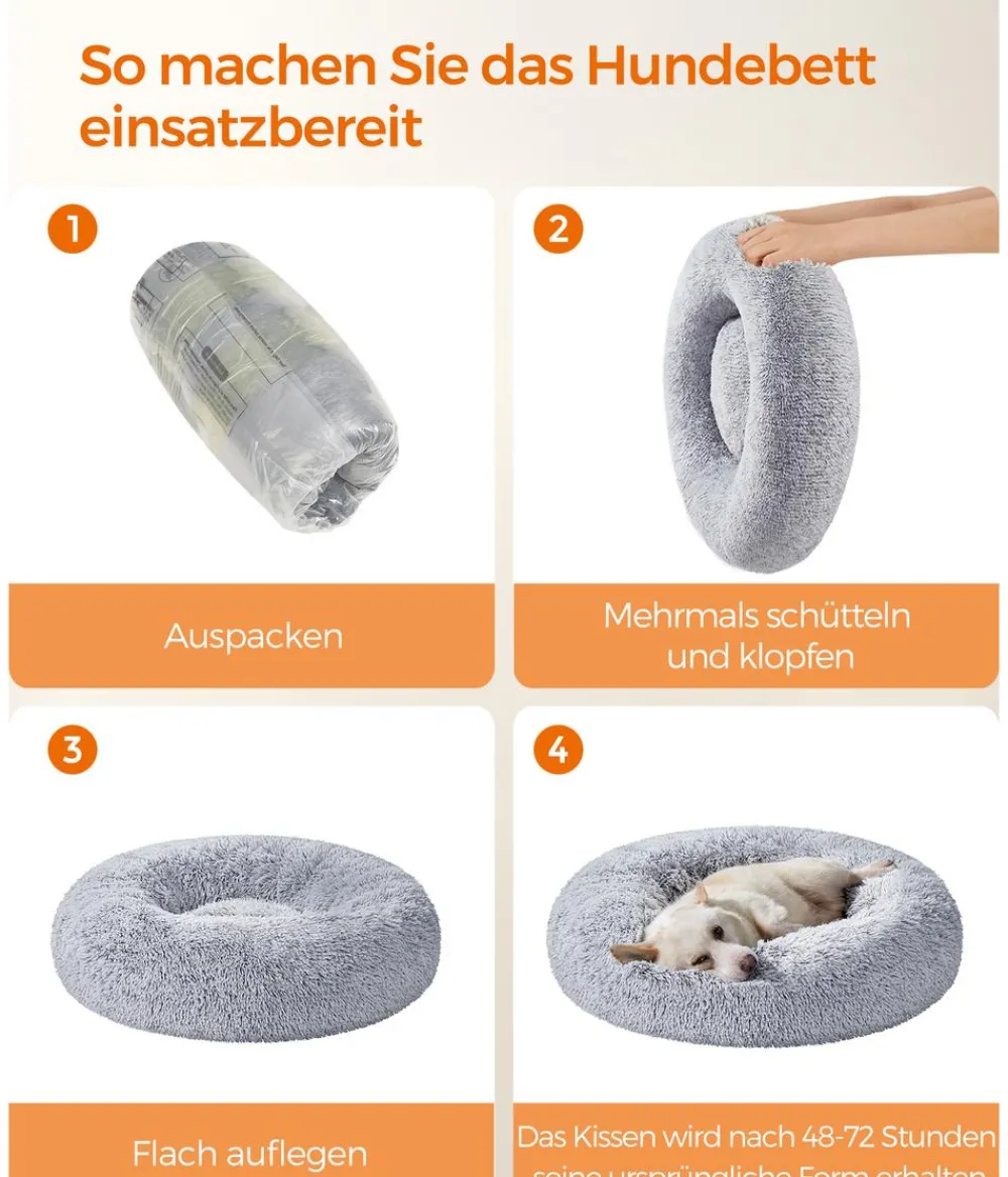Feandrea Hundebett, rund, grau, ca. Ø80/H20 cm Hellgrau Sale