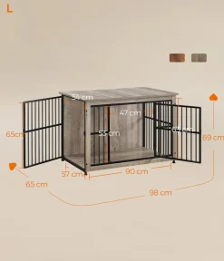 Feandrea Mehr Hundeschlafplätze > Hundekäfig, greige, ca. B98/H69/T65 cm