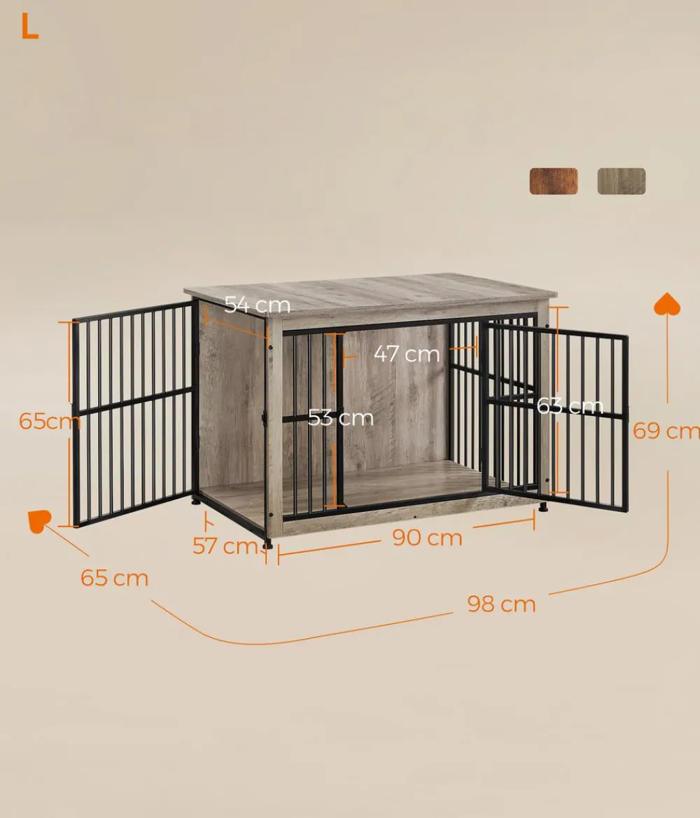 Feandrea Mehr Hundeschlafplätze > Hundekäfig, greige, ca. B98/H69/T65 cm