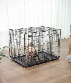 Feandrea Mehr Hundeschlafplätze - Hundekäfig mit Trennwand, ca. B107/H77,5/T70 cm Schwarz