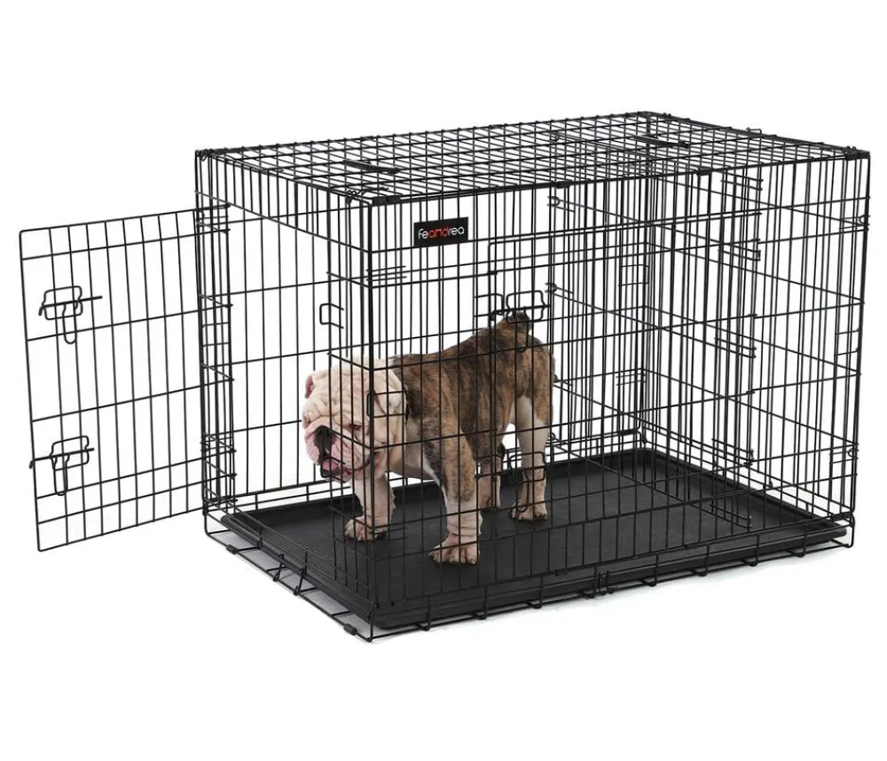 Feandrea Mehr Hundeschlafplätze - Hundekäfig mit Trennwand, ca. B107/H77,5/T70 cm Schwarz