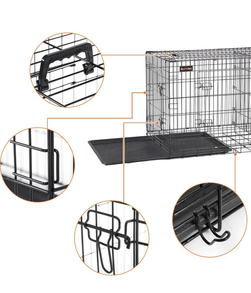 Feandrea Mehr Hundeschlafplätze - Hundekäfig mit Trennwand, ca. B107/H77,5/T70 cm Schwarz