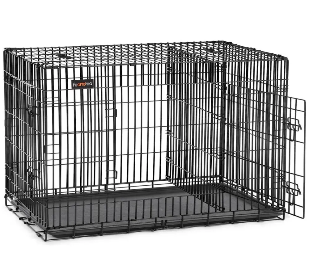 Feandrea Mehr Hundeschlafplätze - Hundekäfig mit Trennwand, ca. B107/H77,5/T70 cm Schwarz