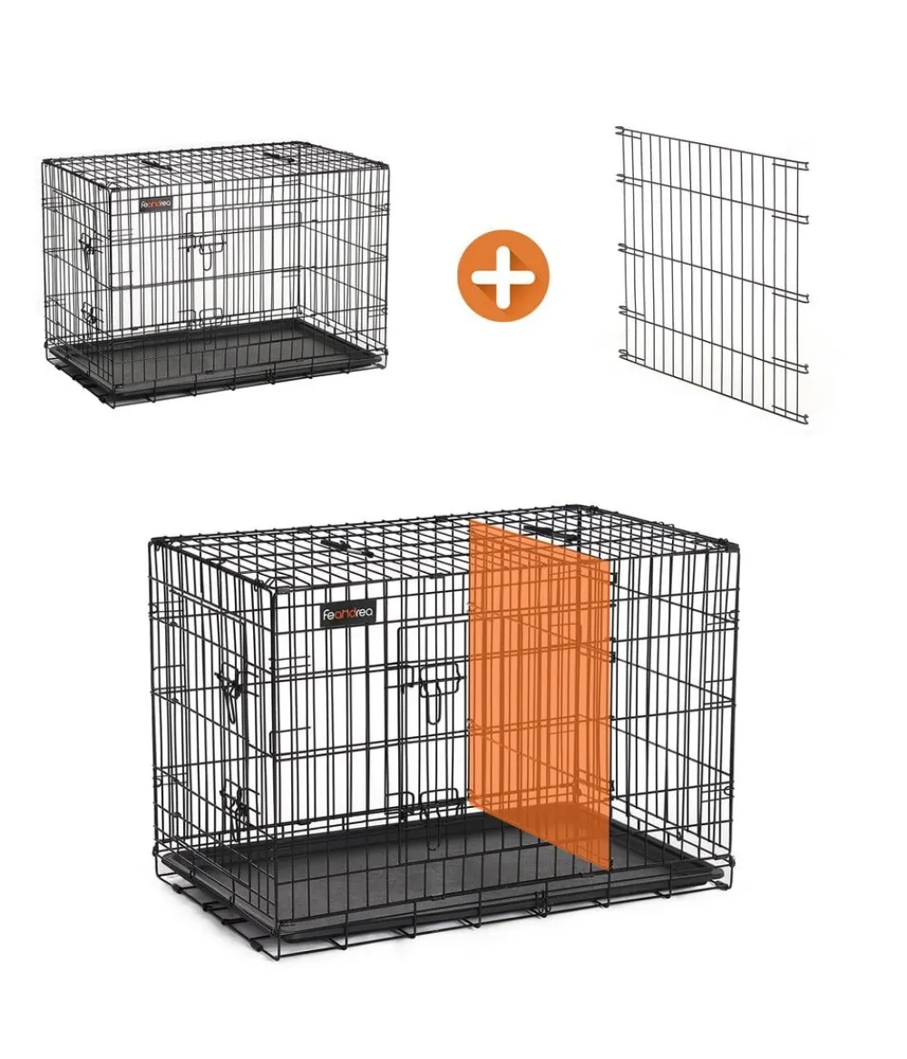 Feandrea Mehr Hundeschlafplätze - Hundekäfig mit Trennwand, ca. B107/H77,5/T70 cm Schwarz