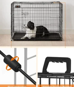 Feandrea Hundekäfig XXL mit 2 Türen Schwarz Outlet