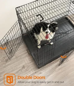Feandrea Hundekäfig XXL mit 2 Türen Schwarz Outlet