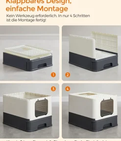 Feandrea Katzenklo > Katzenklo mit Deckel, ca. B42,5/H37,8/T54,3 cm