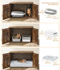 Feandrea Katzenklo > Katzenklo-Schrank mit Türen, ca. B80/H49,2/T53 cm