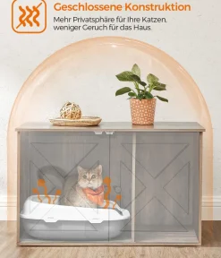 Feandrea Katzenklo-Schrank mit Türen, ca. B80/H49,2/T53 cm Hellgrau New