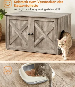 Feandrea Katzenklo-Schrank mit Türen, ca. B80/H49,2/T53 cm Hellgrau New