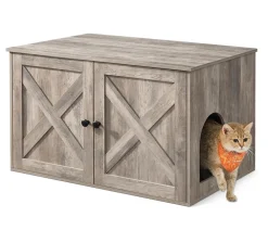 Feandrea Katzenklo-Schrank mit Türen, ca. B80/H49,2/T53 cm Hellgrau New