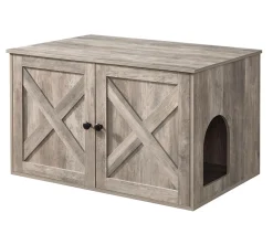 Feandrea Katzenklo-Schrank mit Türen, ca. B80/H49,2/T53 cm Hellgrau New