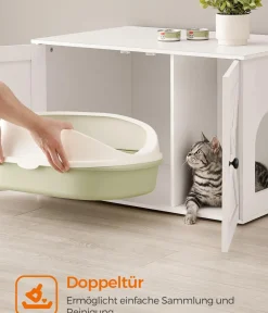 Feandrea Katzenklo - Katzenklo-Schrank mit Türen, ca. B80/H49,2/T53 cm Weiß