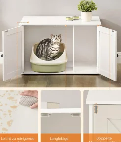 Feandrea Katzenklo - Katzenklo-Schrank mit Türen, ca. B80/H49,2/T53 cm Weiß