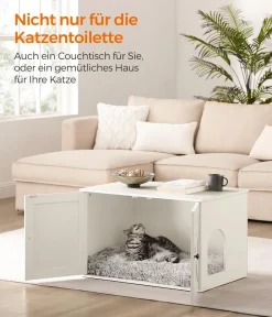 Feandrea Katzenklo - Katzenklo-Schrank mit Türen, ca. B80/H49,2/T53 cm Weiß