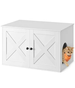 Feandrea Katzenklo - Katzenklo-Schrank mit Türen, ca. B80/H49,2/T53 cm Weiß
