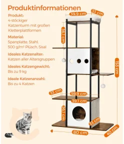Feandrea Kratzbäume & Kratzmöbel - Kratzbaum, /, ca. B80/H153/T40 cm