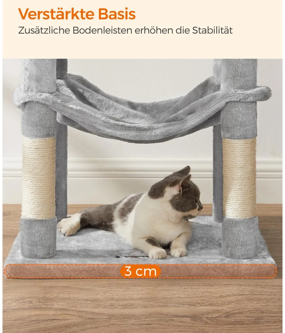 Feandrea Kratzbäume & Kratzmöbel - Kratzbaum, ca. B55/H143/T45 cm Hellgrau