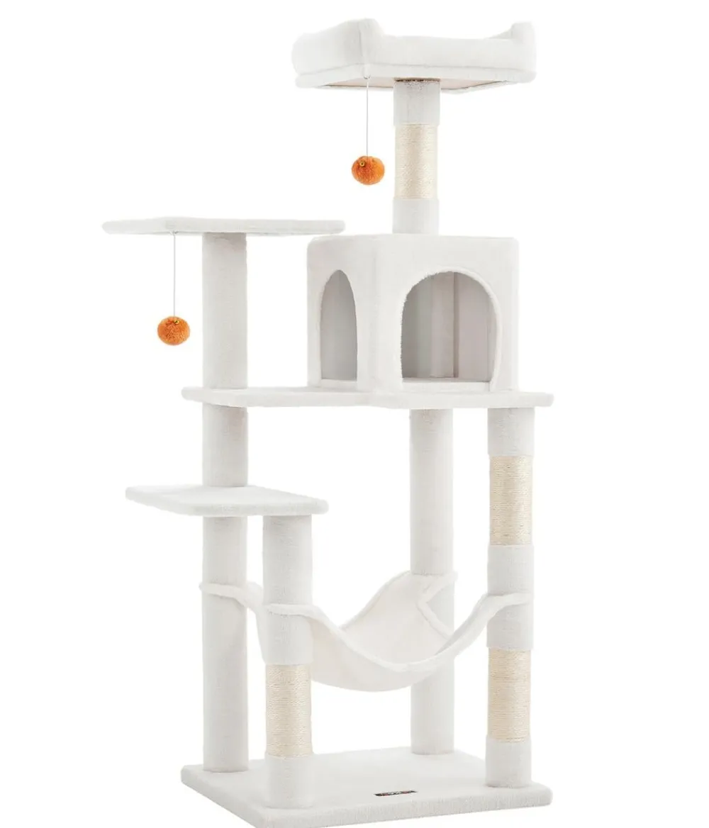 Feandrea Kratzbäume & Kratzmöbel > Kratzbaum, weiß, ca. B55/H143/T45 cm