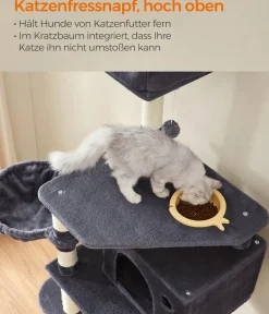 Feandrea Kratzbaum mit Fressnapf, ca. B108/H164/T76 Dunkelgrau