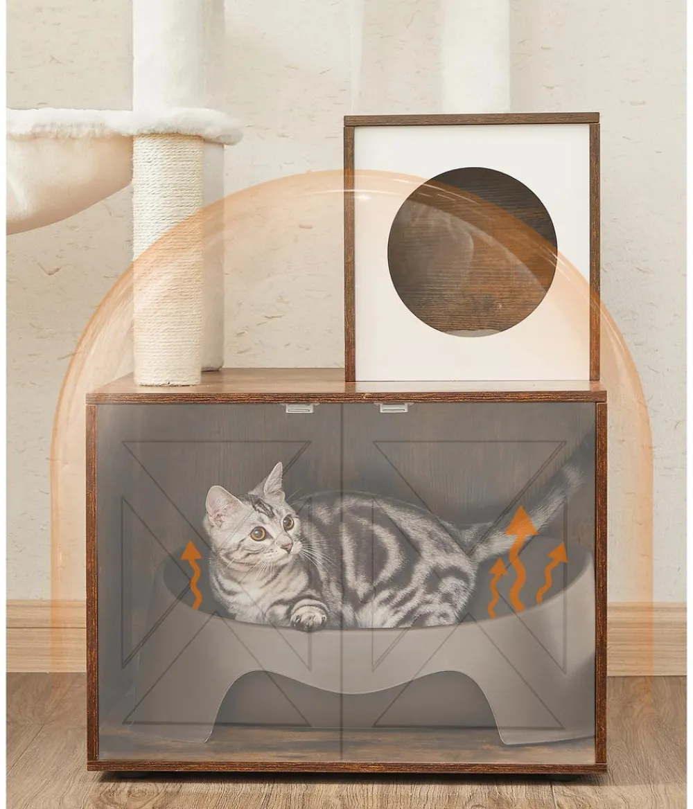 Feandrea Kratzbaum mit Katzenklo-Schrank, ca. B87,6/H151/T61,2 cm New