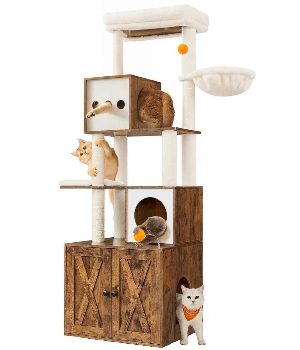 Feandrea Kratzbäume & Kratzmöbel|Katzenklo - Kratzbaum mit Katzenklo-Schrank, /, ca. B104/H185/T61 cm