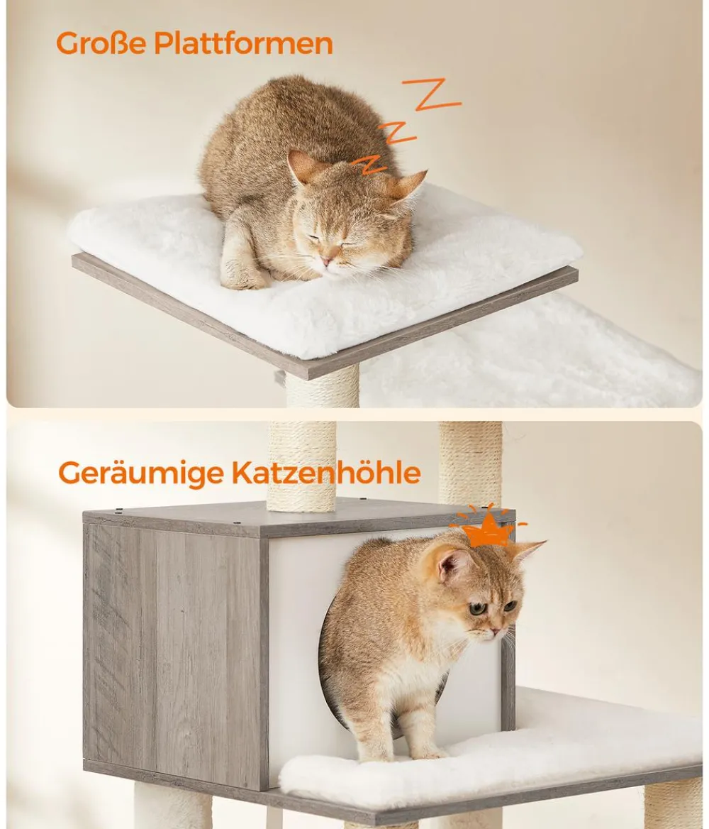 Feandrea Kratzbäume & Kratzmöbel > Kratzbaum mit Plattform, ca. B72/H138/T64 cm